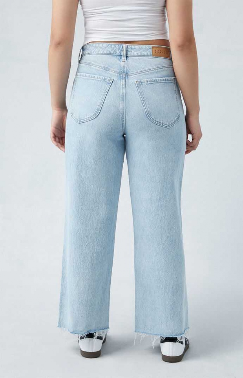 Dámské Kalhoty PacSun Eco Stretch Light Indigo Curve Cropped Široké Leg Indigo | 05RXZMKOI