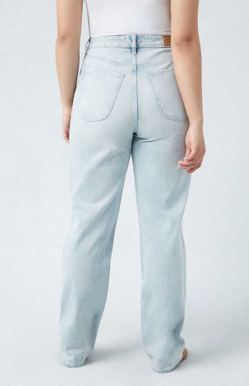 Dámské Kalhoty PacSun Eco Stretch Light Indigo Ripped Curve Dad Indigo | 59OEDUVYM