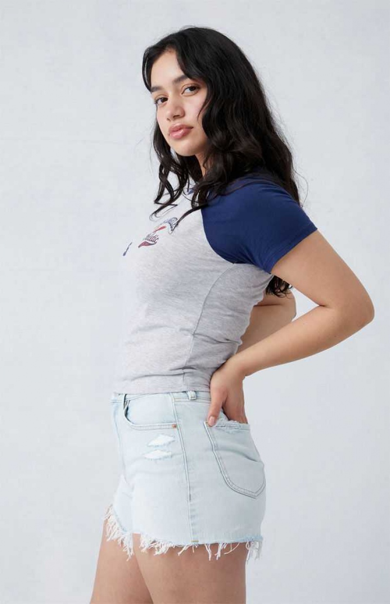 Dámské Kalhoty PacSun Eco Stretch Light Indigo Ripped Curve High Waisted Denim Festival Světle Indigo | 27JSTPOIH