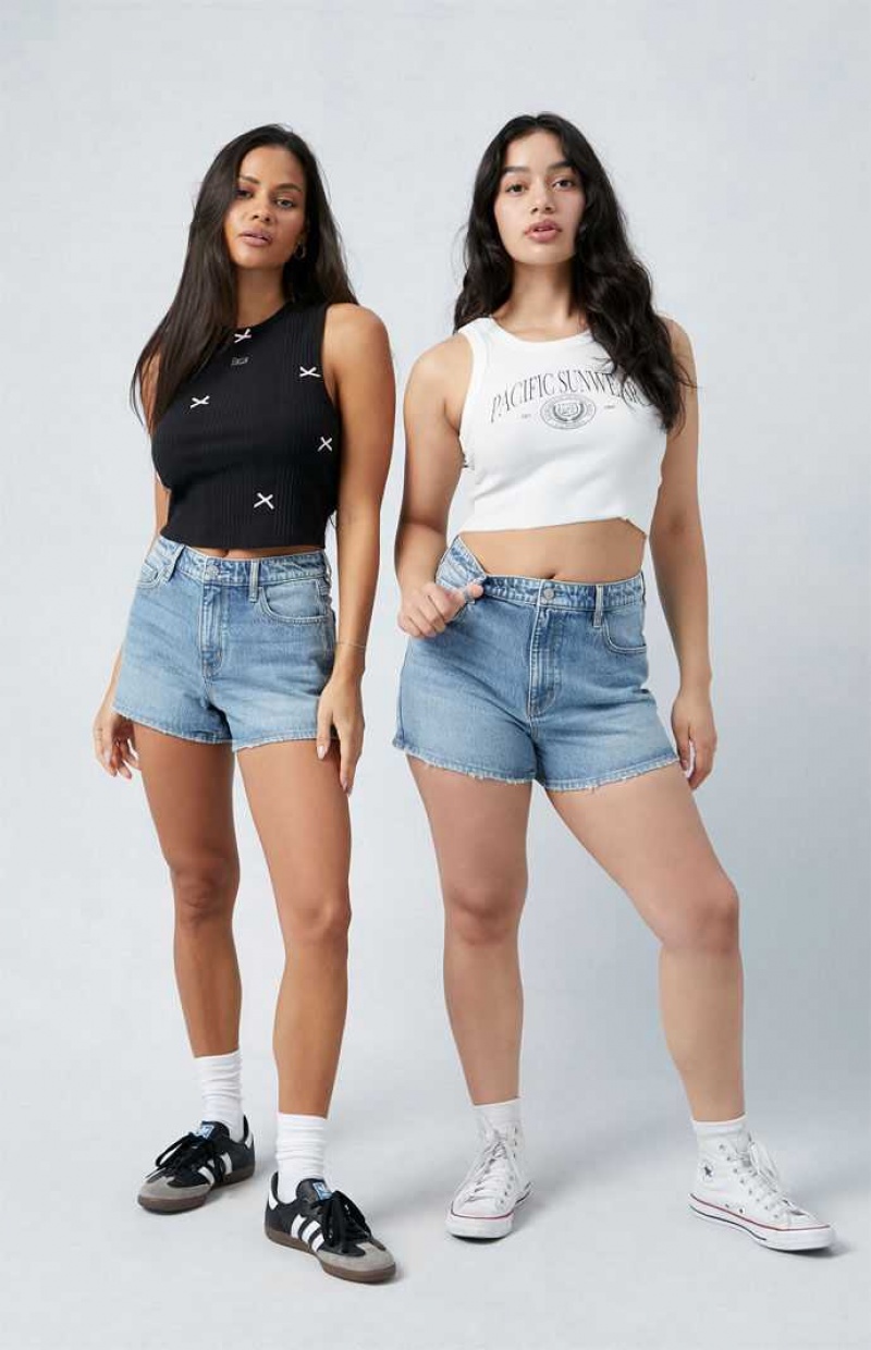 Dámské Kalhoty PacSun Eco Stretch Medium Indigo Curve High Waisted Denim Festival Indigo | 25SKNWAFX