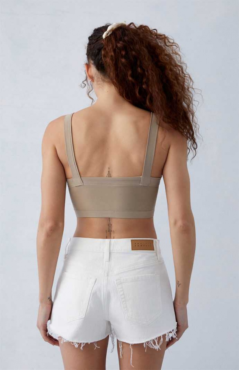 Dámské Kalhoty PacSun Eco Stretch White '70s Cutoff Denim Bílé | 10MIOQXGK