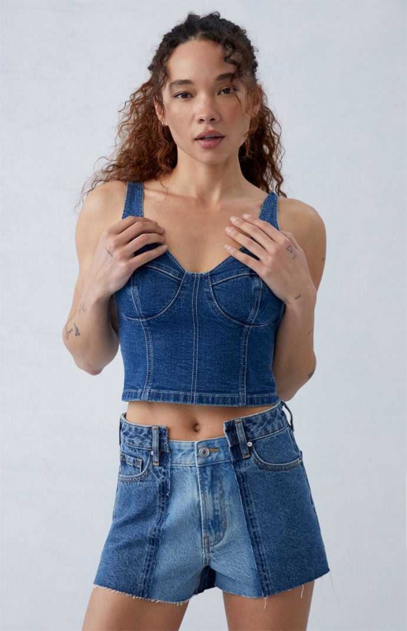 Dámské Kalhoty PacSun Eco Two-Tone Indigo High Waisted Denim Festival Indigo | 83JPHTQGA