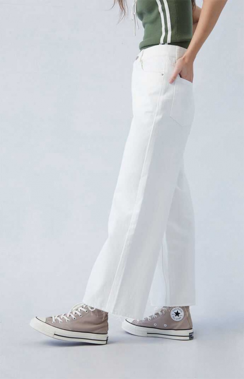 Dámské Kalhoty PacSun Eco White Cropped Široké Leg Indigo | 12YMJADRU