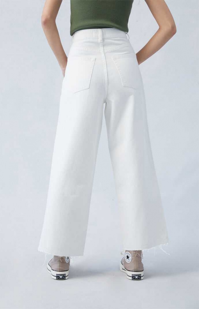 Dámské Kalhoty PacSun Eco White Cropped Široké Leg Indigo | 12YMJADRU