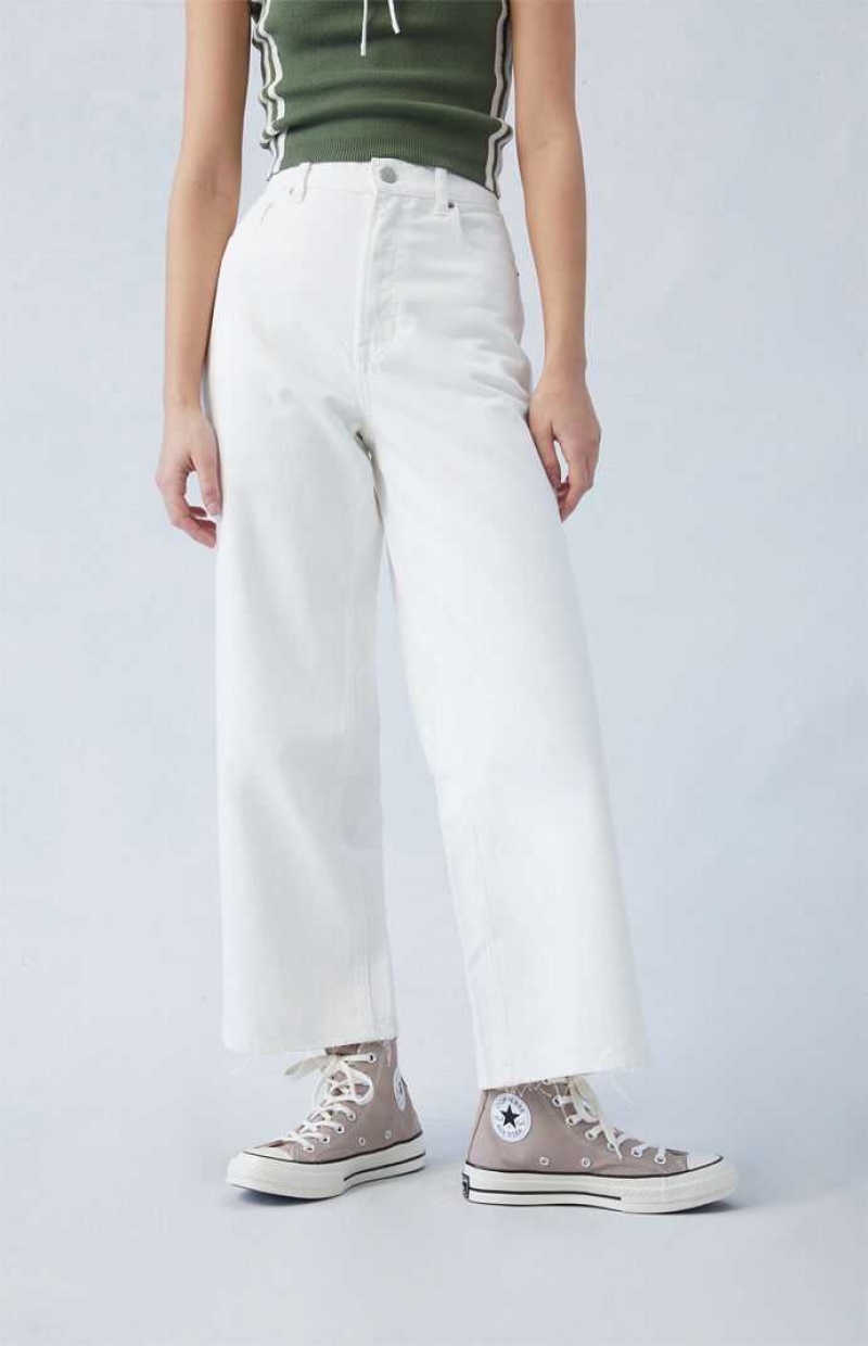 Dámské Kalhoty PacSun Eco White Cropped Široké Leg Indigo | 12YMJADRU