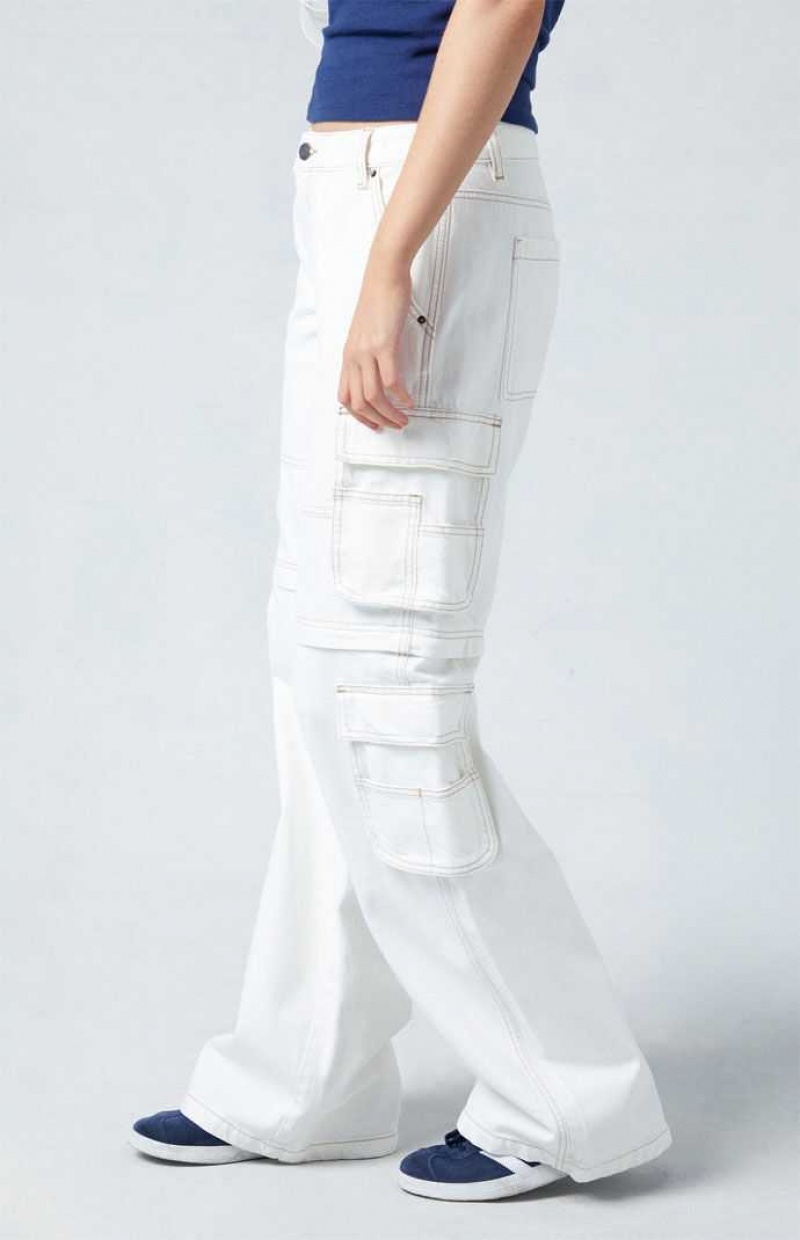 Dámské Kalhoty PacSun Eco White Low Rise gy Zip Off Bílé | 45GYWIAMJ