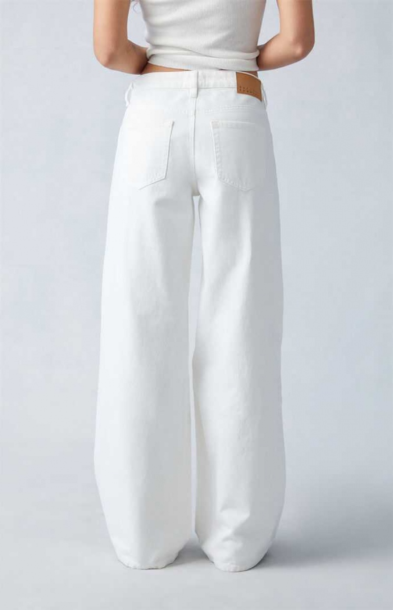 Dámské Kalhoty PacSun Eco White Ripped Low Rise gy Bílé | 52VMCTBWY