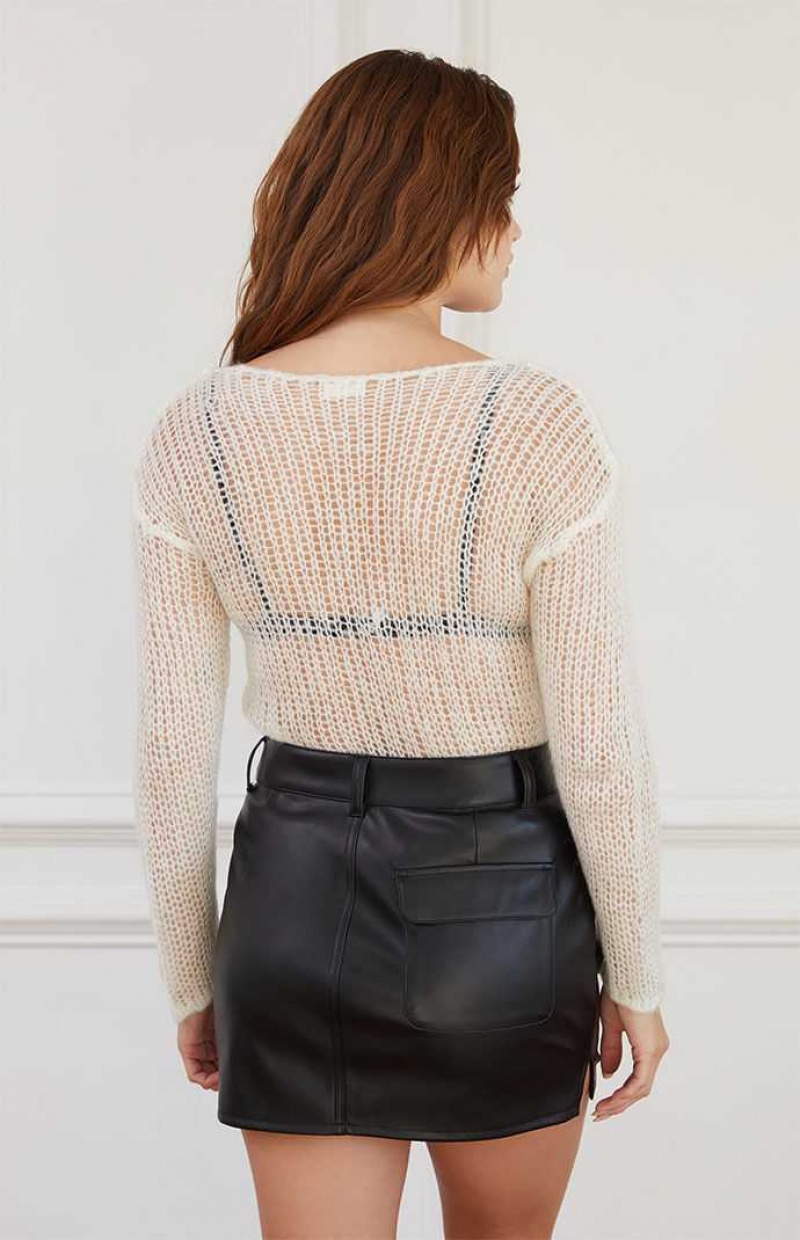 Dámské Kalhoty PacSun Faux Læder Cargo Mini Skirt Černé | 45AVXZTBO