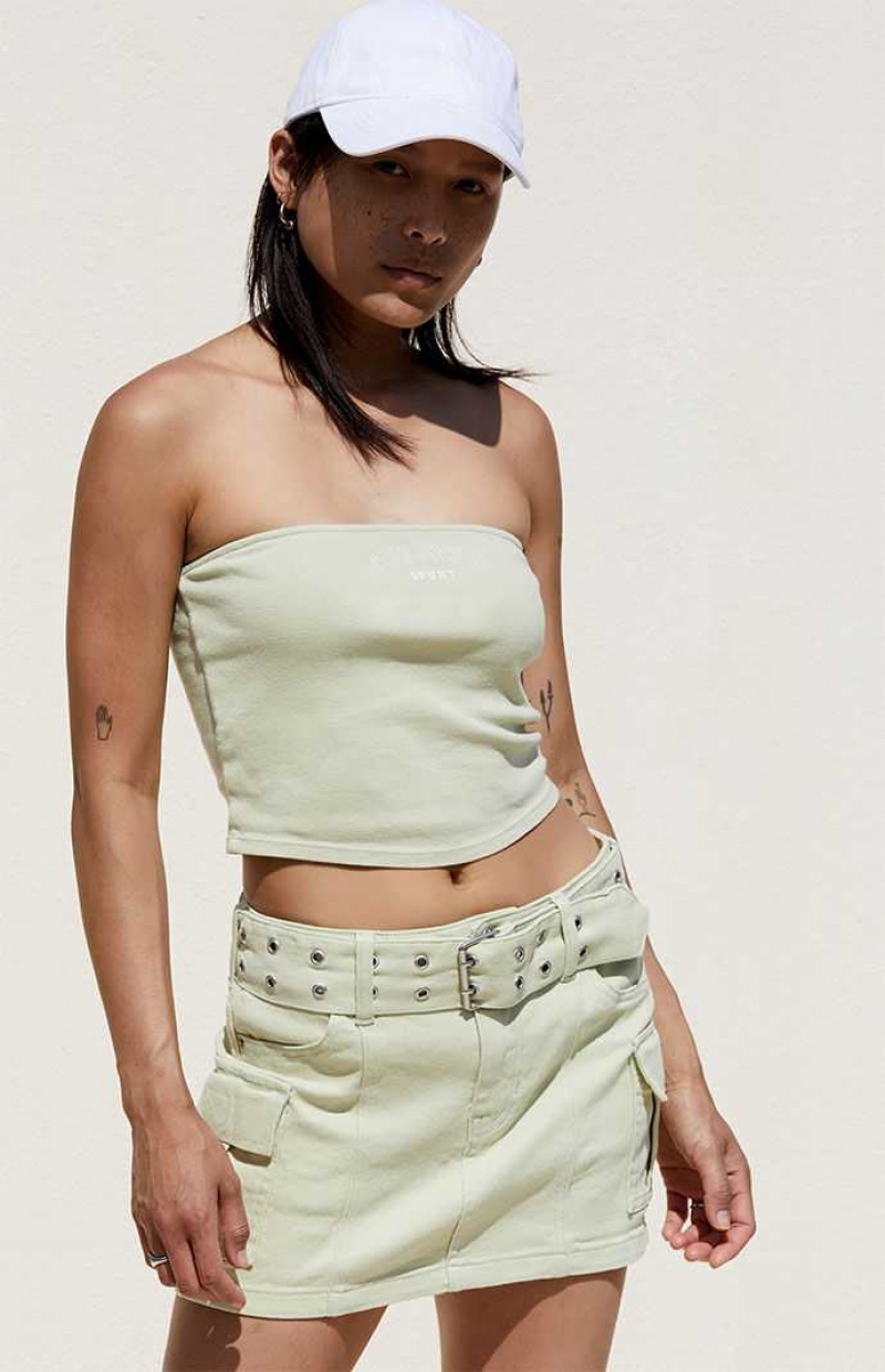 Dámské Kalhoty PacSun Green Cargo Denim Mini Skirt Zelene | 47NKEFQXJ