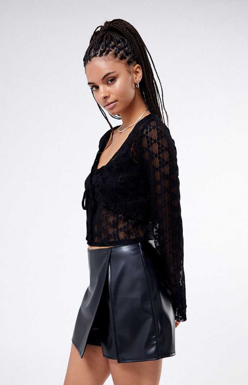 Dámské Kalhoty PacSun Kendall & Kylie Faux Læder Mini Skirt Černé | 04FJLIWGK