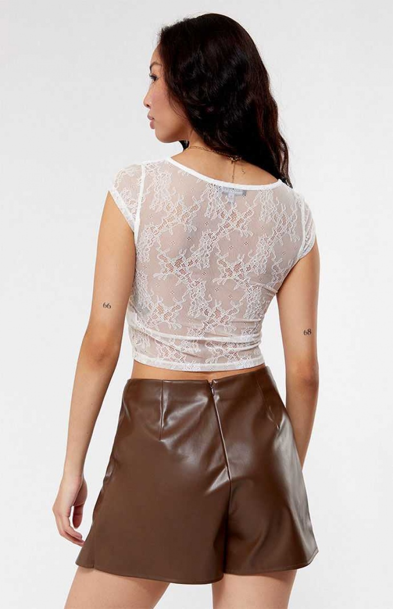 Dámské Kalhoty PacSun Kendall & Kylie Faux Læder Mini Skirt Hnědé | 86DUQZRSN