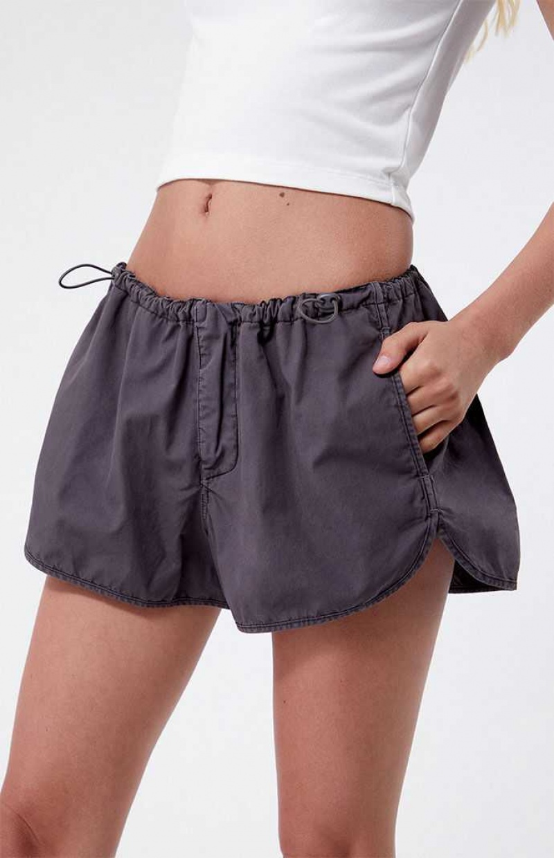 Dámské Kalhoty PacSun LA Hearts Elastic Pasem Bungee Černé | 42KRSGNMD