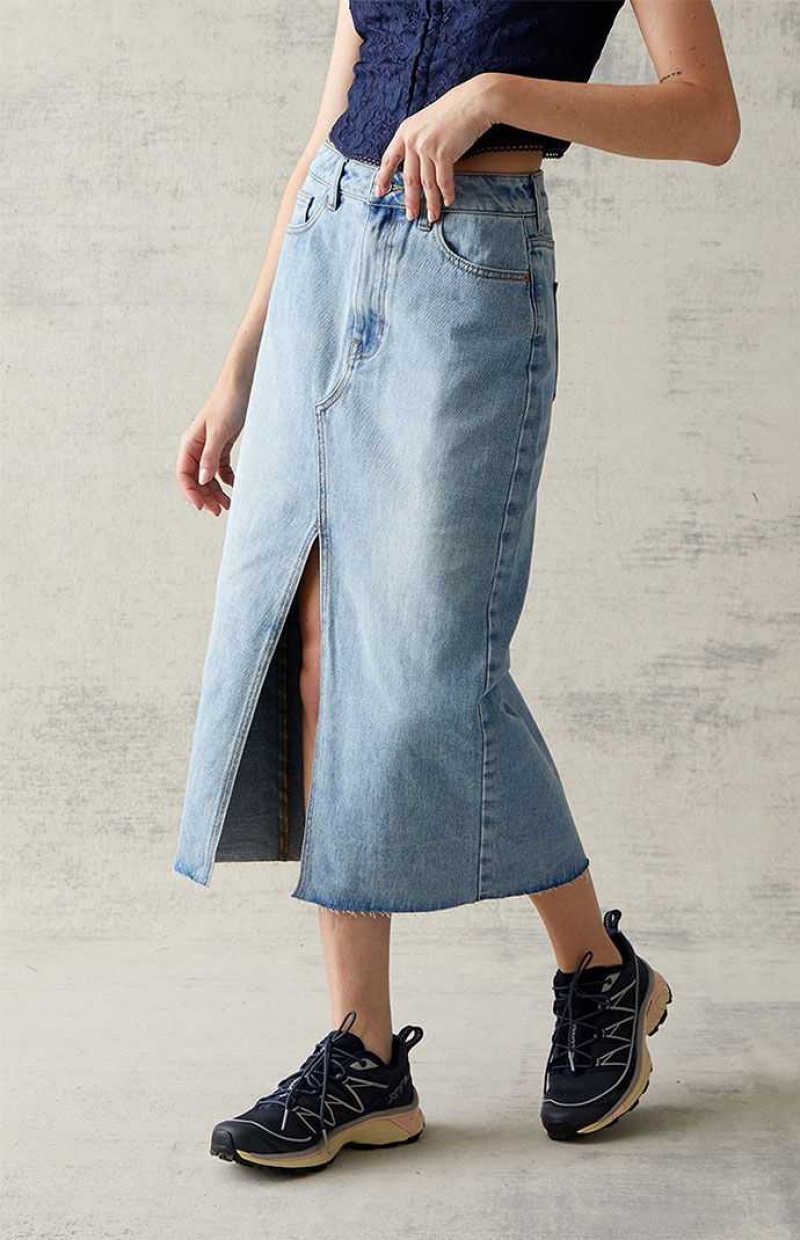 Dámské Kalhoty PacSun Light Blue Denim Midi Skirt Indigo | 86UZXYKLN