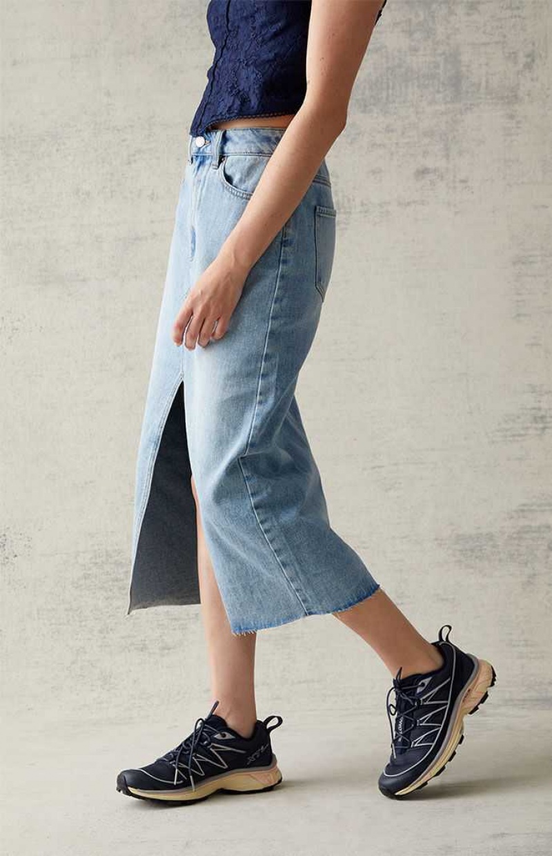 Dámské Kalhoty PacSun Light Blue Denim Midi Skirt Indigo | 86UZXYKLN