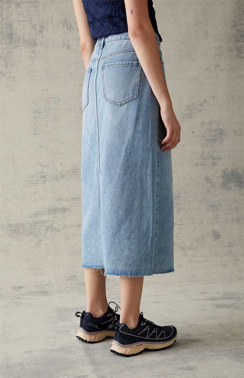 Dámské Kalhoty PacSun Light Blue Denim Midi Skirt Indigo | 86UZXYKLN