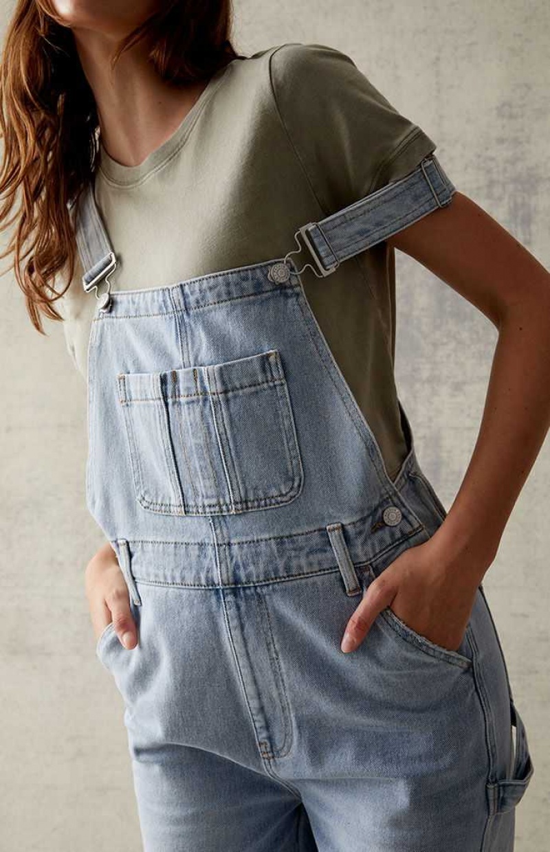 Dámské Kalhoty PacSun Light Blue Denim Overalls Indigo | 93VASGXFY