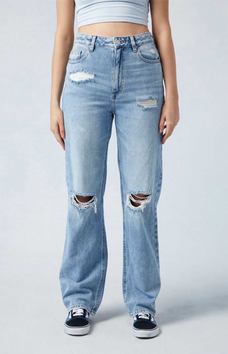 Dámské Kalhoty PacSun Light Blue Ripped '90s Boyfriend Indigo | 39WHJEPIT