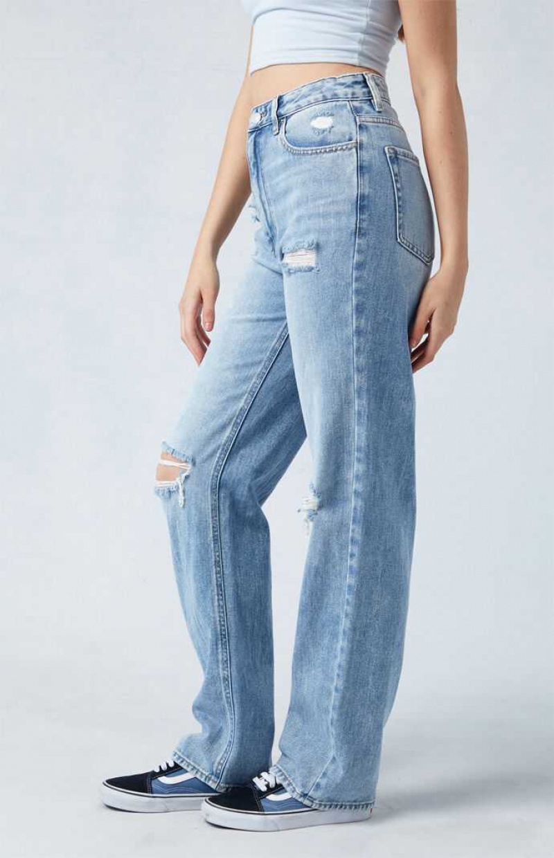 Dámské Kalhoty PacSun Light Blue Ripped '90s Boyfriend Indigo | 39WHJEPIT