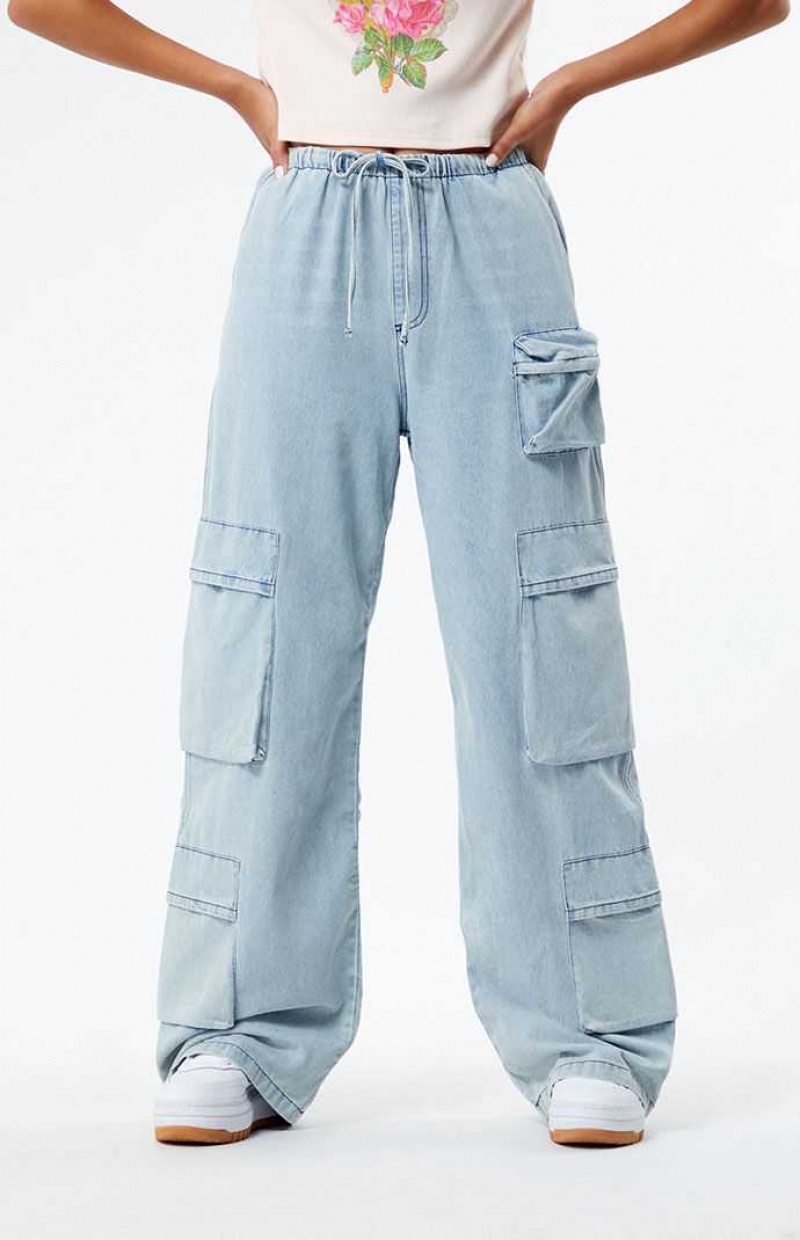 Dámské Kalhoty PacSun Light Indigo Pull-On Cargo Světle Indigo | 76DFVPWYK