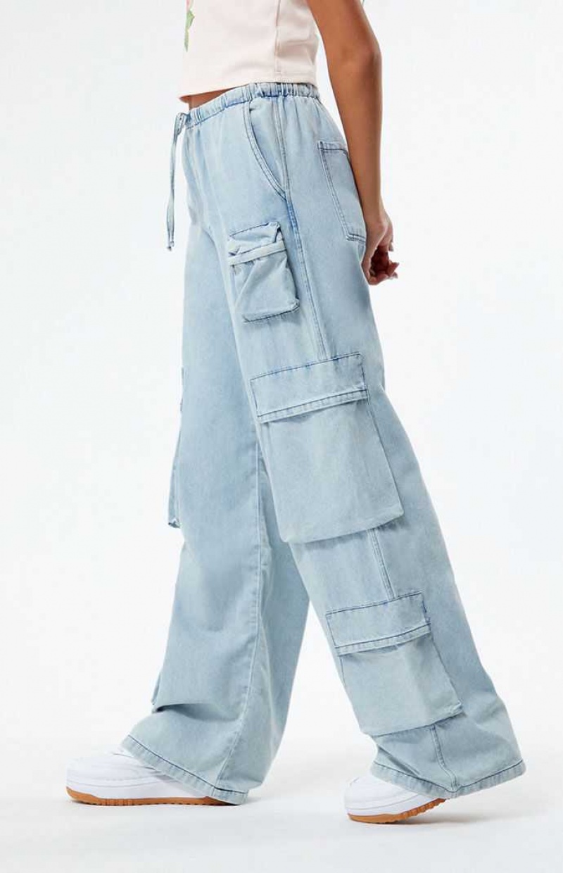 Dámské Kalhoty PacSun Light Indigo Pull-On Cargo Světle Indigo | 76DFVPWYK