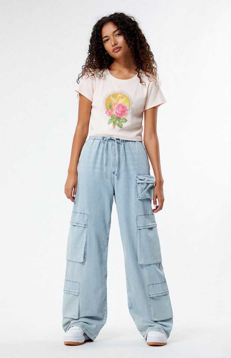 Dámské Kalhoty PacSun Light Indigo Pull-On Cargo Světle Indigo | 76DFVPWYK