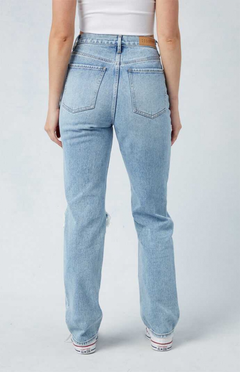 Dámské Kalhoty PacSun Light Indigo Ripped Dad Indigo | 71HPINGXR