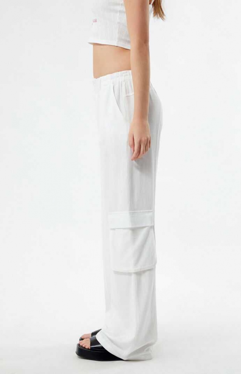 Dámské Kalhoty PacSun Linen Cargo Bílé | 90JCMNPOT