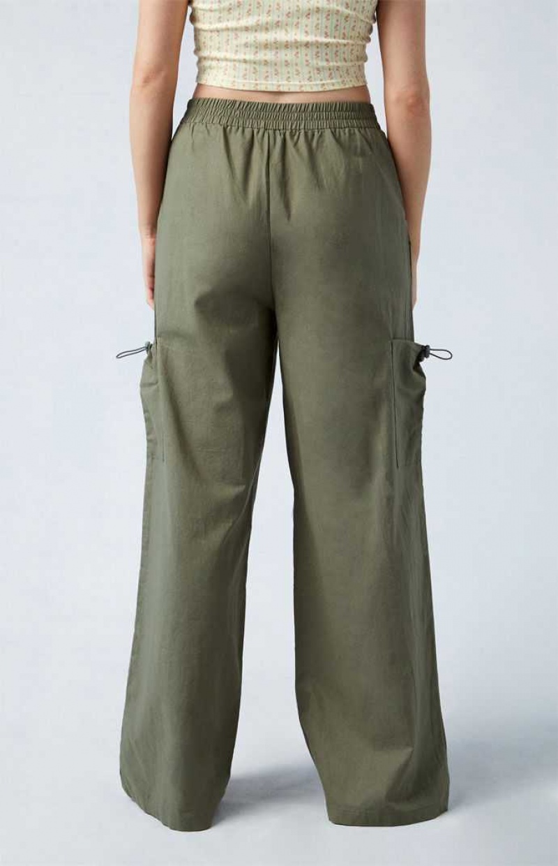 Dámské Kalhoty PacSun Linen Pull-On gy Cargo Olivy Zelené | 95MFTXCOY