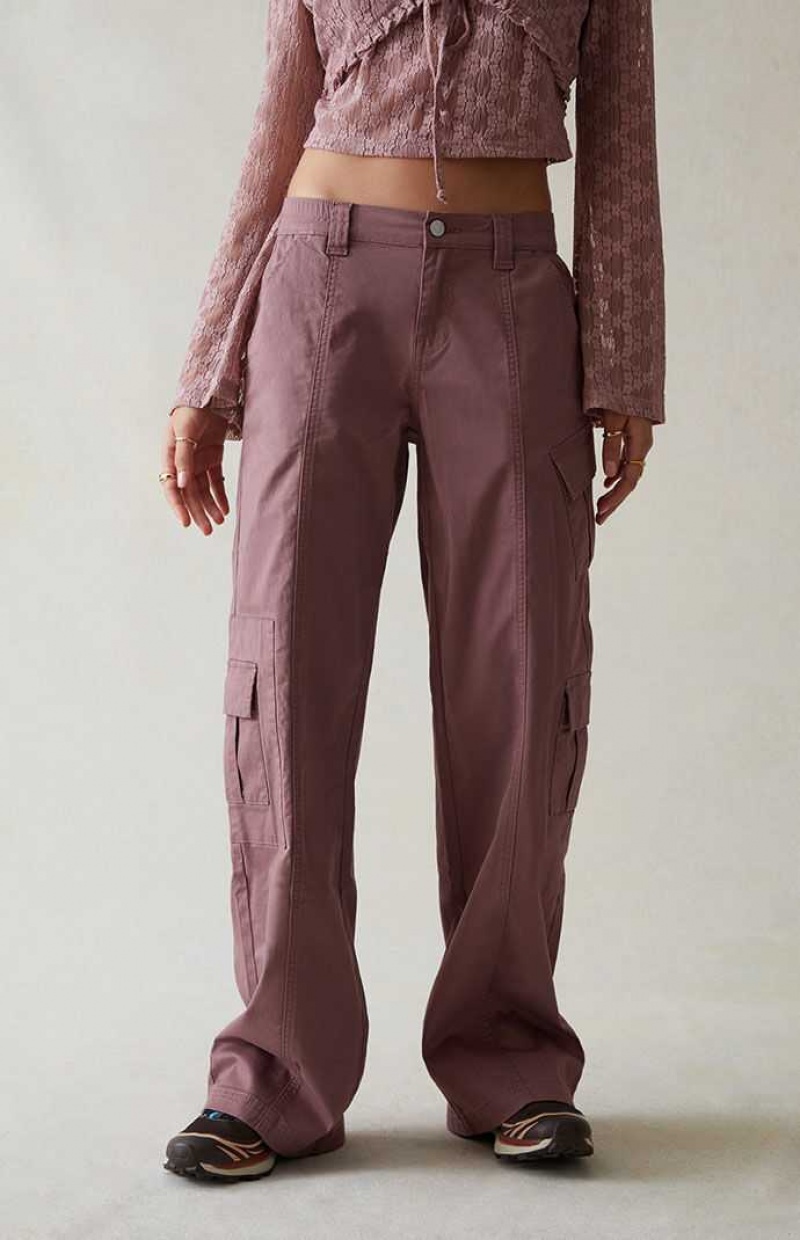 Dámské Kalhoty PacSun Mauve Low Rise Cargo Puddle Fialové | 73JUKNSTI