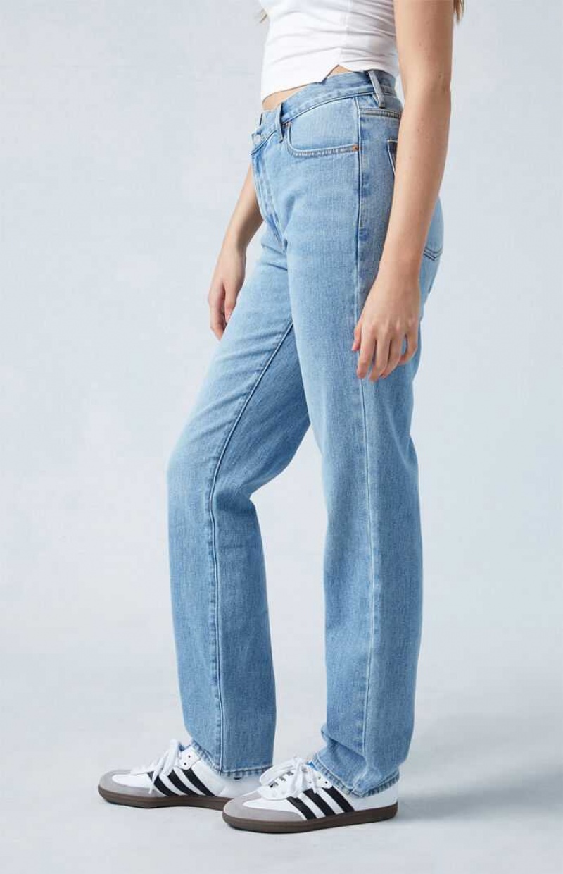 Dámské Kalhoty PacSun Medium Blue Asymmetrical Dad Indigo | 85JZWAREL