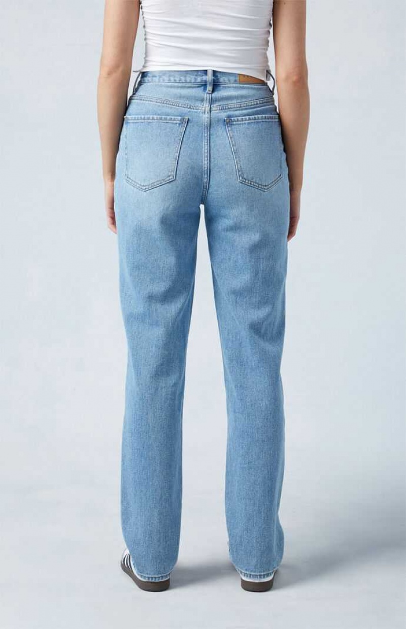 Dámské Kalhoty PacSun Medium Blue Asymmetrical Dad Indigo | 85JZWAREL