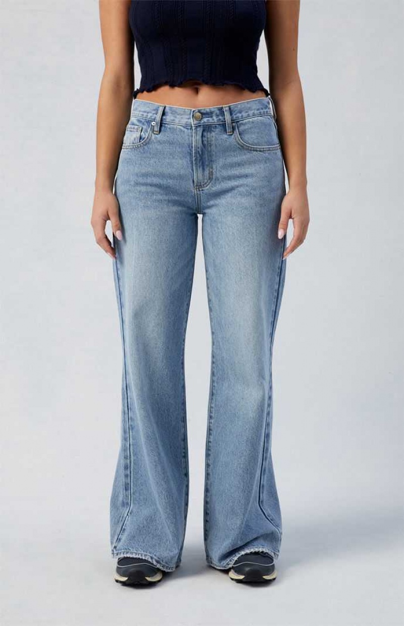 Dámské Kalhoty PacSun Medium Indigo Lena Low Rise gy Flare Indigo | 86VFYOUQX