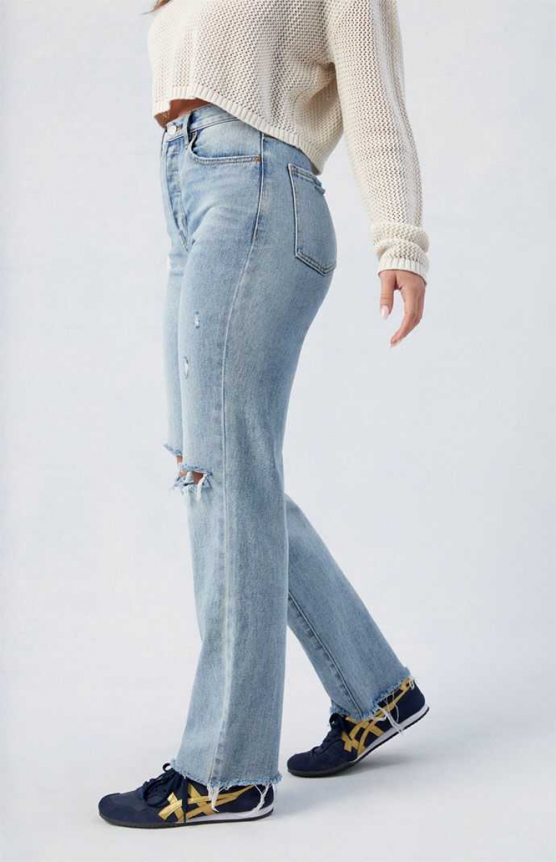 Dámské Kalhoty PacSun Medium Indigo Ripped Dad Indigo | 70WBXEZDY