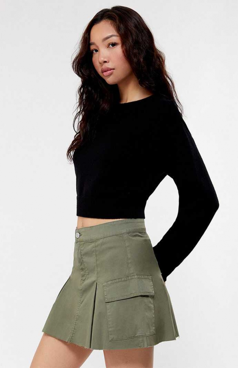 Dámské Kalhoty PacSun Olive Stretch Plisovaný Cargo Mini Skirt Olivy Zelené | 02NMWYHRI