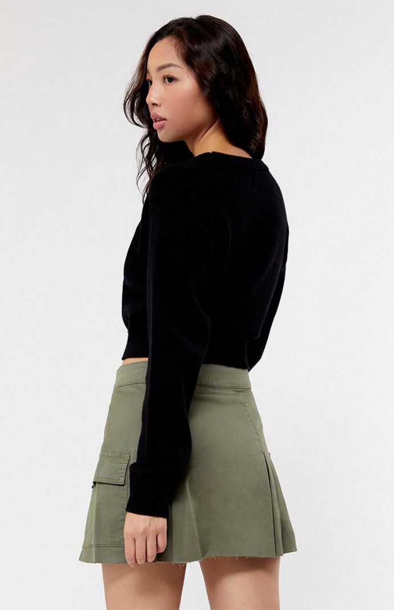 Dámské Kalhoty PacSun Olive Stretch Plisovaný Cargo Mini Skirt Olivy Zelené | 02NMWYHRI