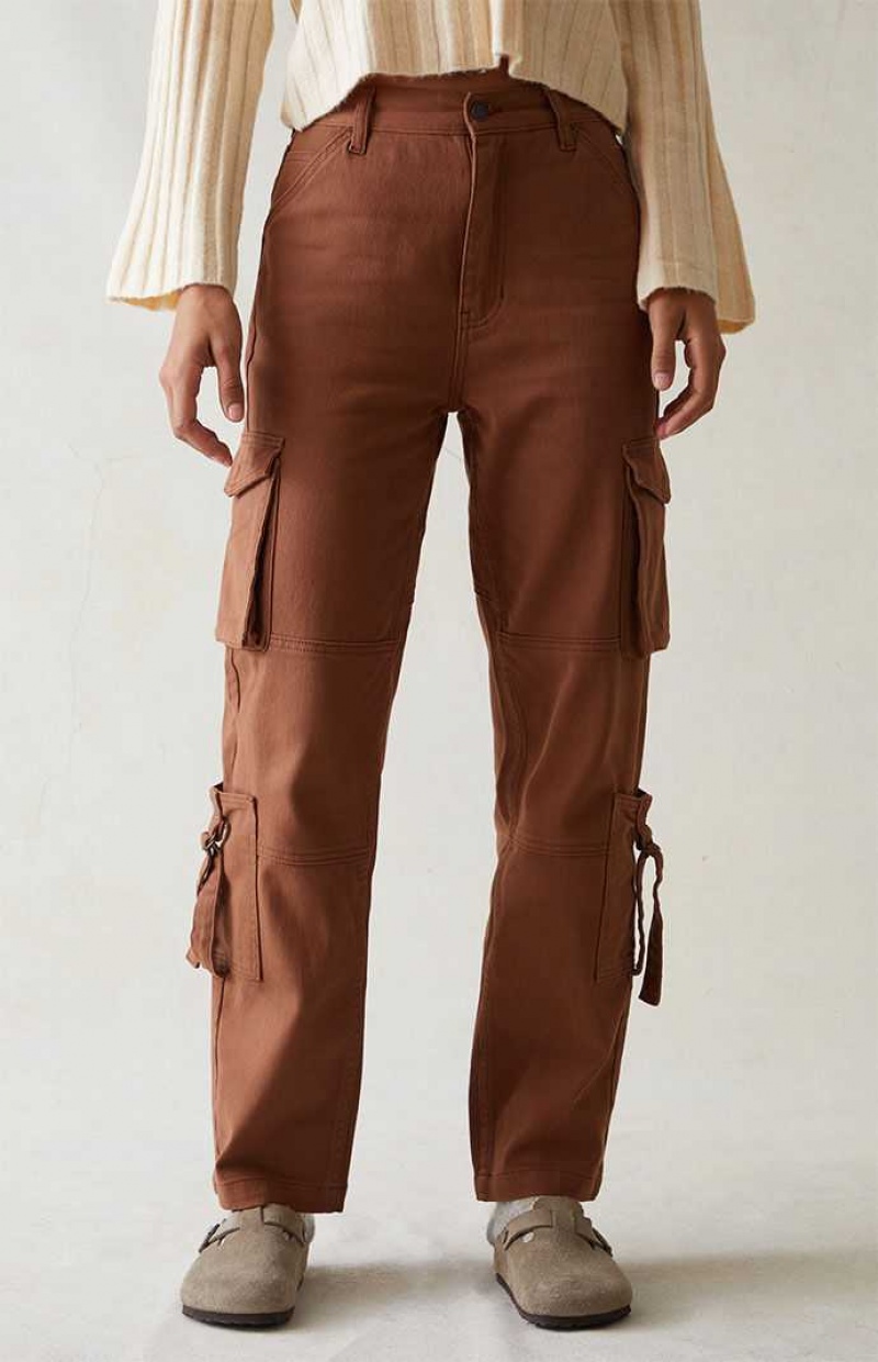 Dámské Kalhoty PacSun Pohodlí Stretch Brown Cargo Dad Hnědé | 75DOHMPNJ