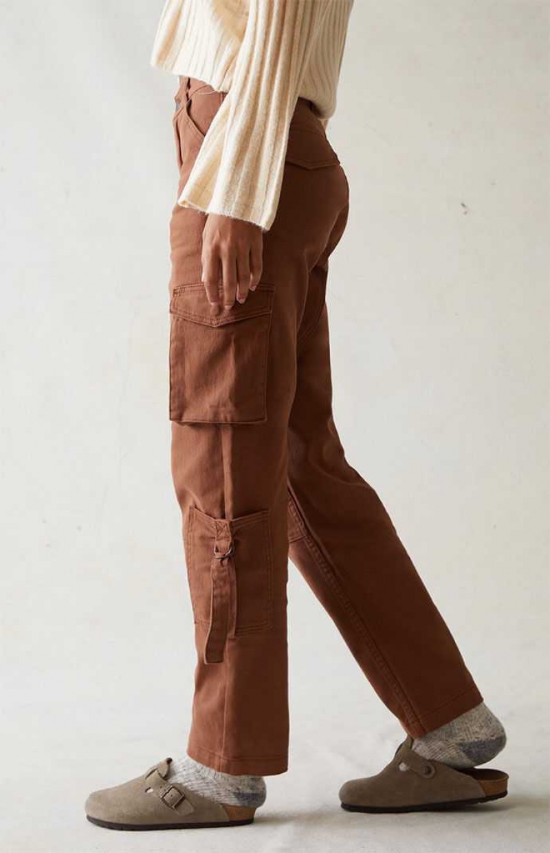 Dámské Kalhoty PacSun Pohodlí Stretch Brown Cargo Dad Hnědé | 75DOHMPNJ