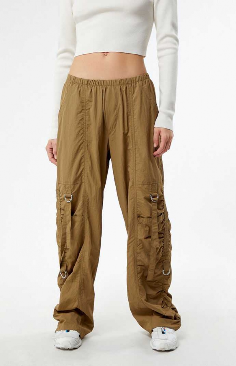 Dámské Kalhoty PacSun Ruched Low Rise Pull-On Hnědé | 62EWPINHO