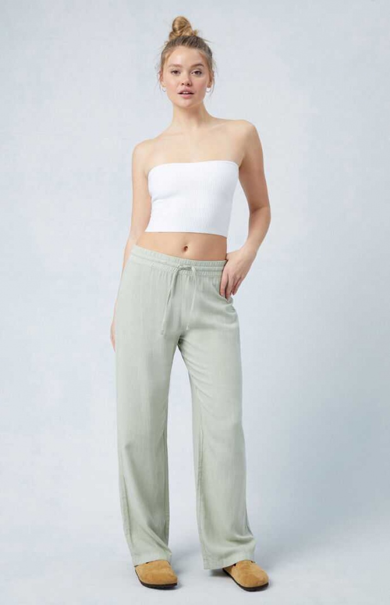 Dámské Kalhoty PacSun Sage Linen Pull-On Olivy Zelené | 31ZIUWHKB