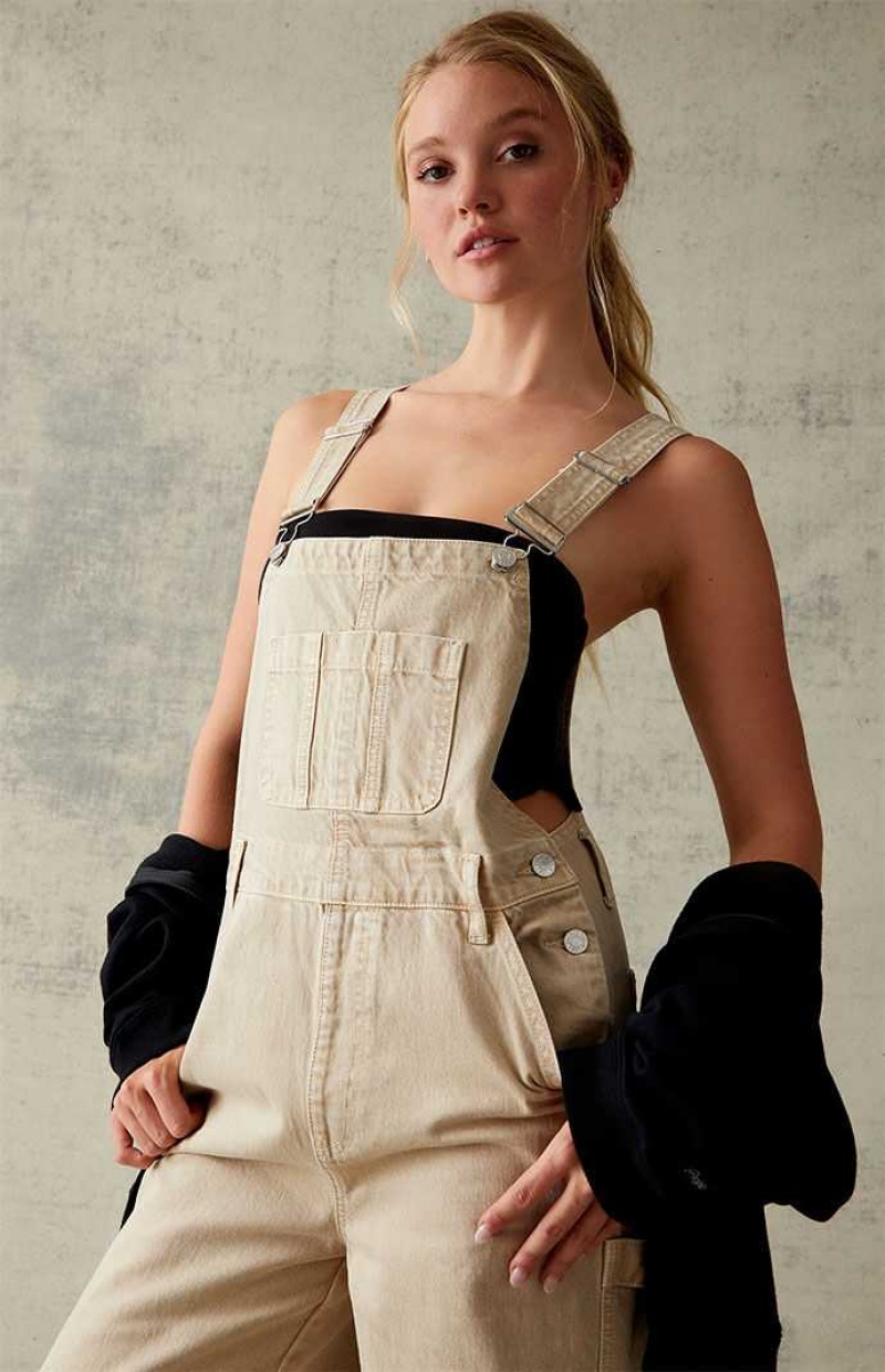 Dámské Kalhoty PacSun Sand Denim Overalls Hnědé | 89VJRIZNF