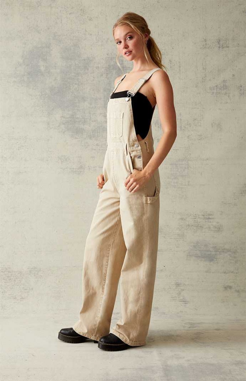 Dámské Kalhoty PacSun Sand Denim Overalls Hnědé | 89VJRIZNF