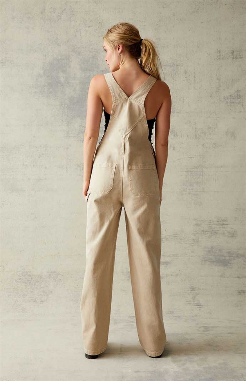 Dámské Kalhoty PacSun Sand Denim Overalls Hnědé | 89VJRIZNF