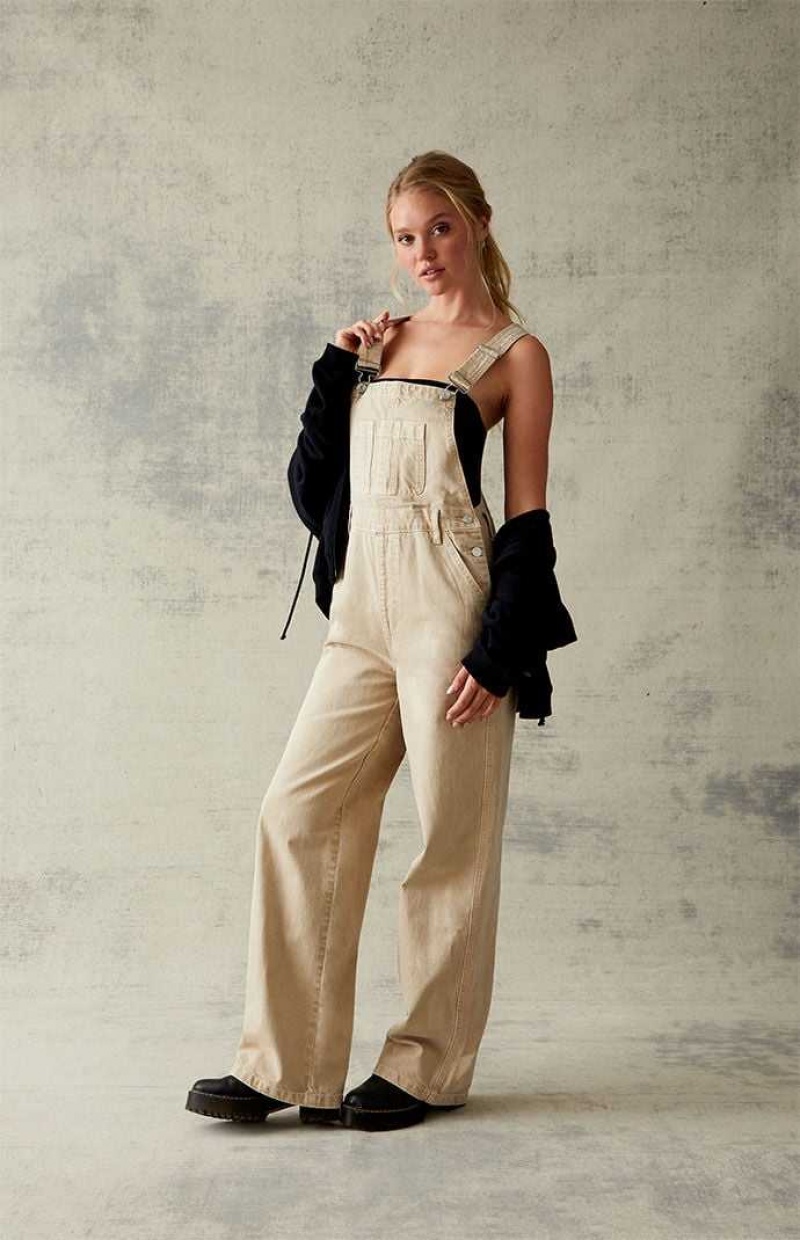 Dámské Kalhoty PacSun Sand Denim Overalls Hnědé | 89VJRIZNF