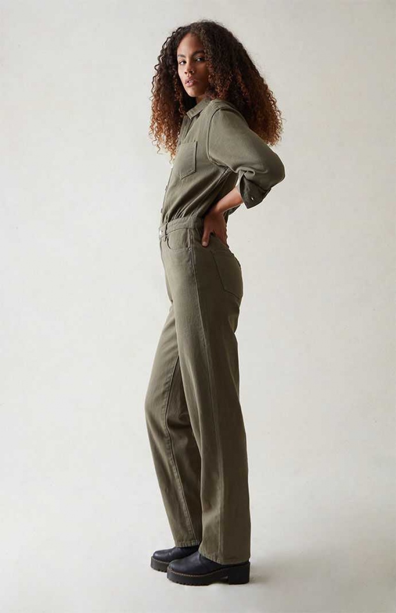 Dámské Kalhoty PacSun Seaweed Long Sleeve Jumpsuit SEAWEED | 95QDBNLUJ