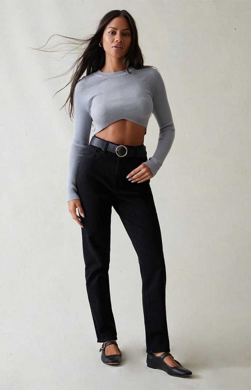 Dámské Kalhoty PacSun Stretch Black Curve Rovný Leg Černé | 32ZQJBGSW