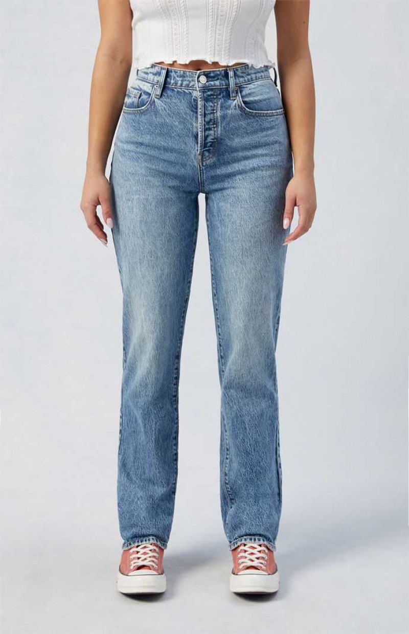 Dámské Kalhoty PacSun Stretch Medium Indigo Dad Indigo | 61GJHKEMT