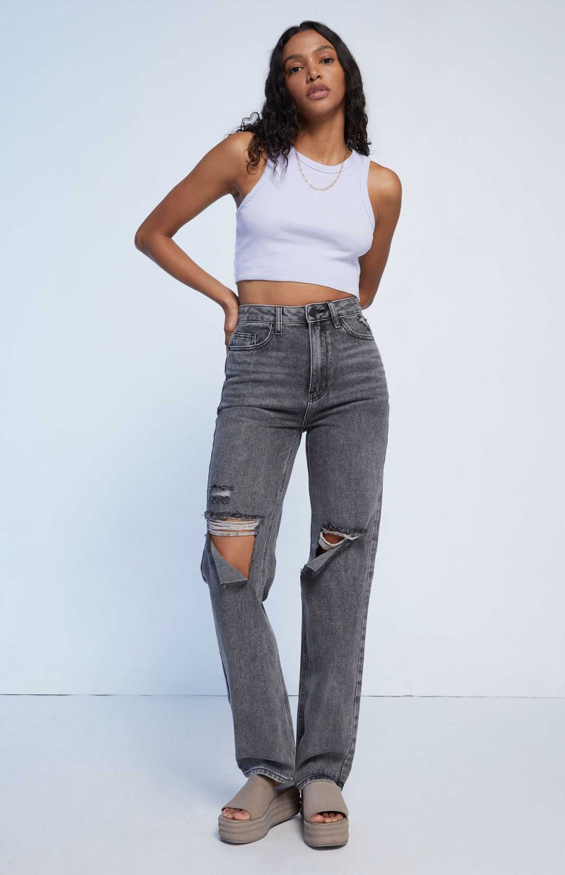 Dámské Kalhoty PacSun Washed Black Ripped '90s Boyfriend Černé | 51ZKSYWQL