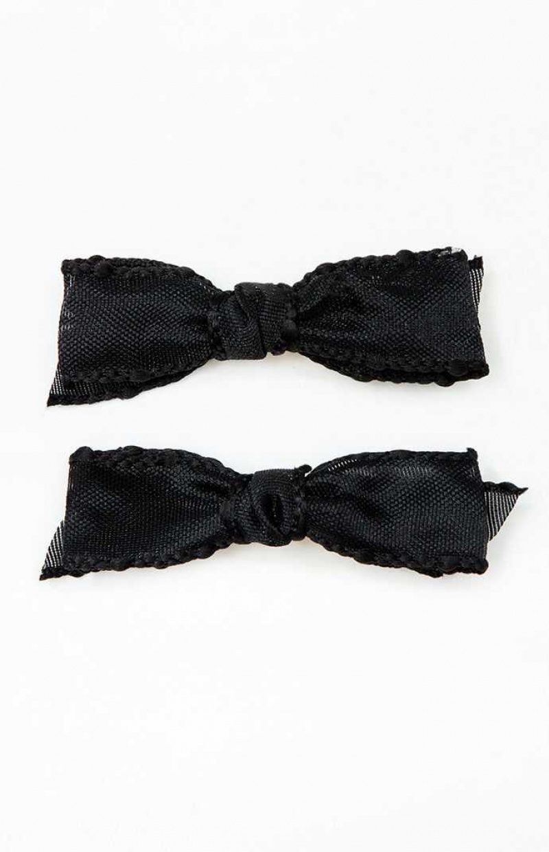 Dámské Klipy PacSun 2 Pack Black Bow Hair Černé | 24QCHJONX