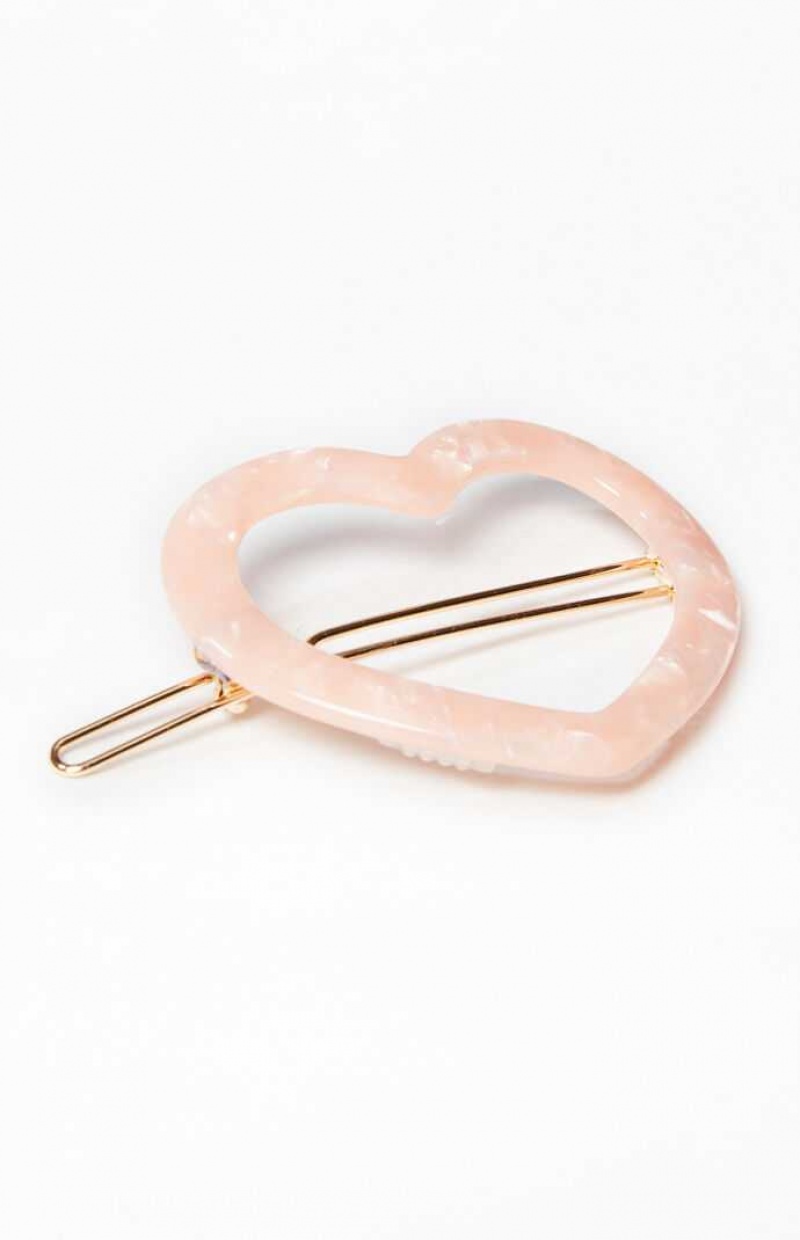 Dámské Klipy PacSun Heart Barette Hair Clip Růžové | 68CBVRATJ