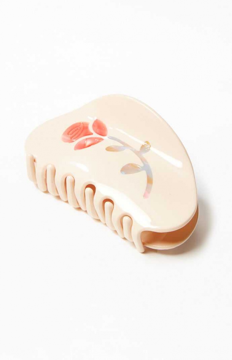 Dámské Klipy PacSun Rose Hair Clip Krém | 96FKHUMIE